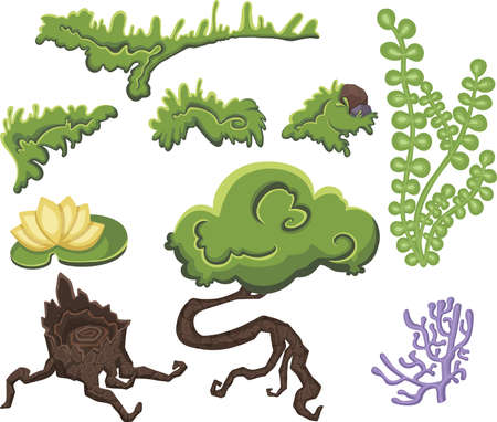 grass green plant freehand drawing vector cartoon style. Vector illustrationのイラスト素材