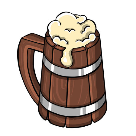 Retro mug of foamy beer product illustration vectorのイラスト素材