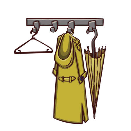 hanger, hooks for clothes in the hallway, symbol illustration sketch. vector illustrationのイラスト素材