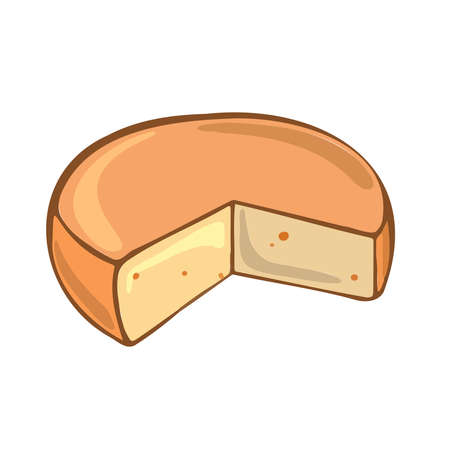 Delicious cartoon style cheese symbol. For restaurant menus and websites. vector illustrationのイラスト素材