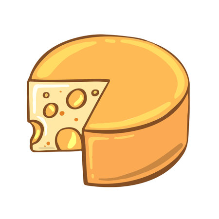 Delicious cartoon style cheese symbol. For restaurant menus and websites. vector illustrationのイラスト素材