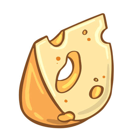 Delicious cartoon style cheese symbol. For restaurant menus and websites. vector illustrationのイラスト素材