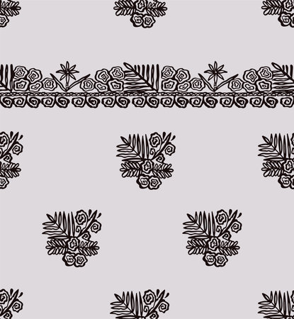 Scandinavian folk flowers , cute spirng floral pattern traditional embroideryのイラスト素材