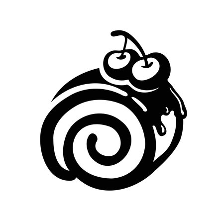 Sweet roll with cherry and chocolate, hand-drawn. vector illustrationのイラスト素材