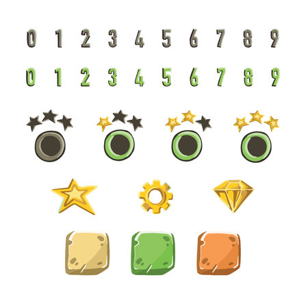 Game template with elements of game objects set illustrationのイラスト素材