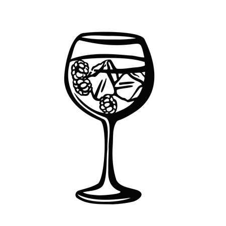 Glass of champagne alcohol with bubbles, sparkling wine illustration vectorのイラスト素材