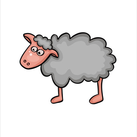 cartoon colored sheep, ram vector animal illustrationのイラスト素材