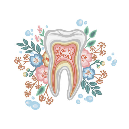 Healthy tooth, dental flora of the mouth, color vectorのイラスト素材