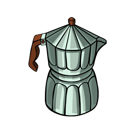 Metal retro coffee pot and color vector illustrationのイラスト素材