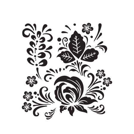 Ethnic painting elements, boho flowers, vintage, vector illustrationのイラスト素材