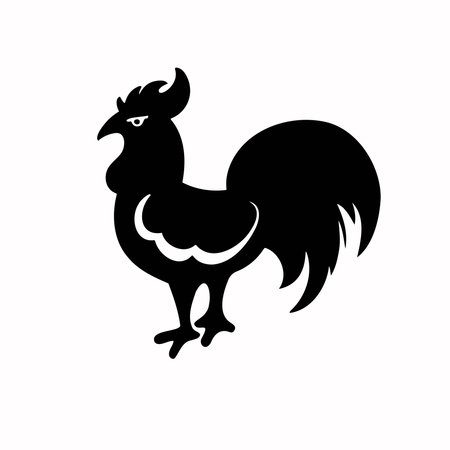 Symbol of the year, rooster chicken, silhouette, vector illustrationのイラスト素材