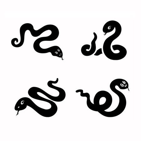 Set vipers, snakes silhouette vector illustrationのイラスト素材