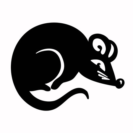 Symbol of the year, mouse, rat, hamster, rodent, vector illustration, silhouetteのイラスト素材