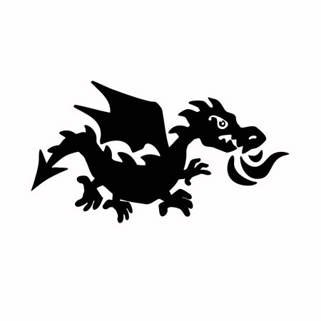 Symbol of the year dragon, monster, black silhouette and vector illustrationのイラスト素材