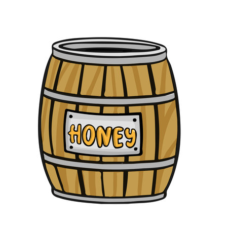 Wooden barrel of flower honey, vector illustrationのイラスト素材