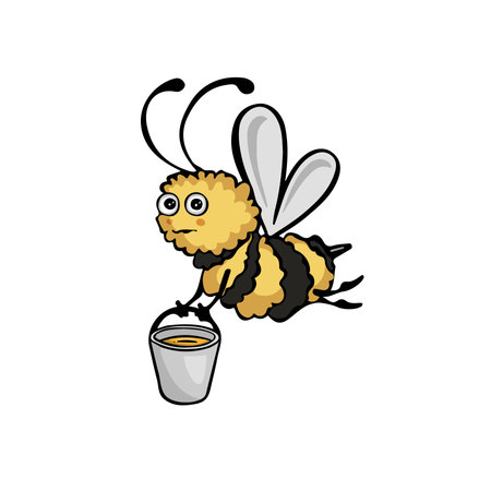 Bee carrying a bucket of honey, vectorのイラスト素材