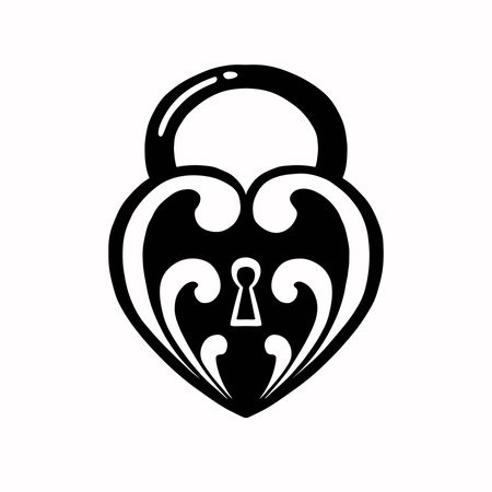 Door lock silhouette black, protection, vector eps10のイラスト素材