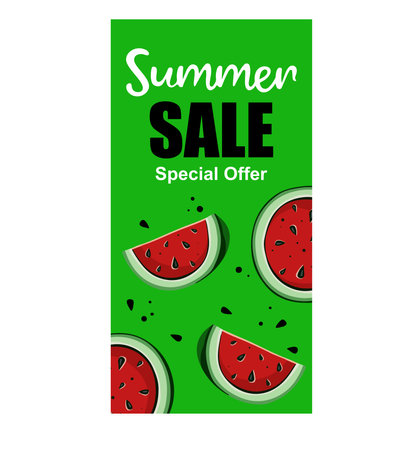 Summer offer, watermelon promotion, illustrationのイラスト素材