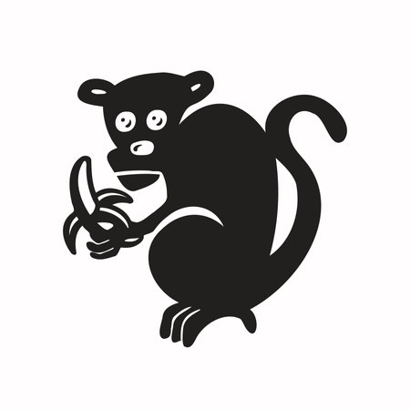 Monkey marmoset silhouette, symbol, vector illustrationのイラスト素材