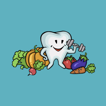 strong healthy tooth character oral hygieneのイラスト素材