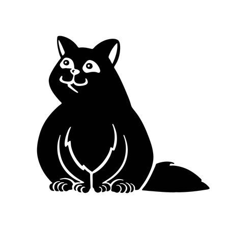 A cat is a small domestic mammal with fur and claws. Vector silhouetteのイラスト素材
