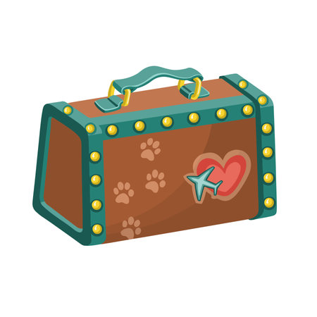 retro chest bag in color cartoon style on white background. Vectorのイラスト素材