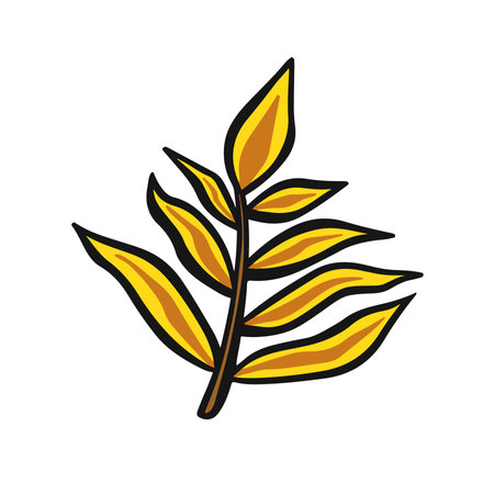 Tropical plant leaf yellow stickerのイラスト素材
