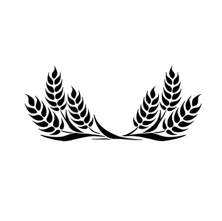 Black laurel wreath - a symbol of the winner. Wheat ears icon. Vector illustrationのイラスト素材