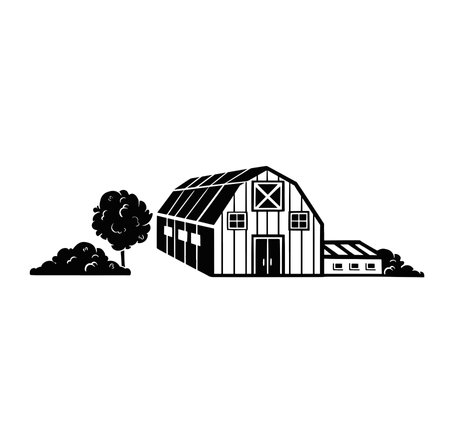 Silhouette isolated barn Vector illustration blackのイラスト素材