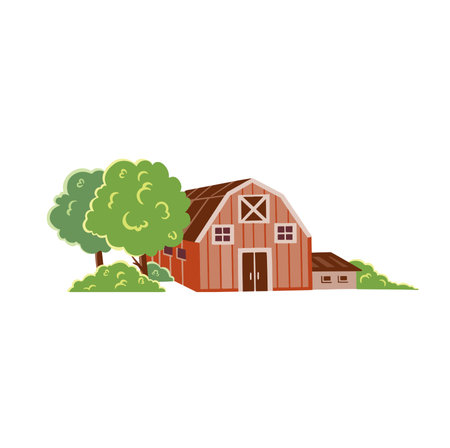 color isolated barn Vector cartoon illustrationのイラスト素材