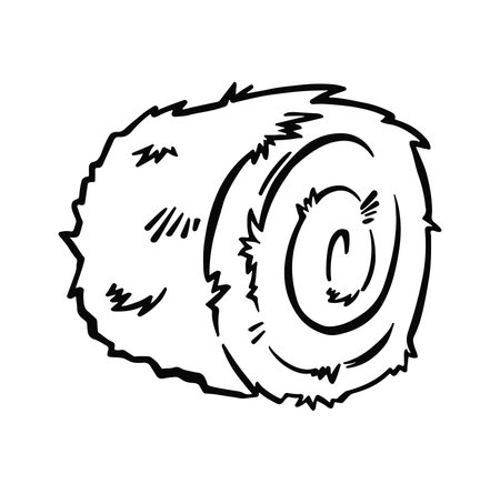 Baled hay line outline symbol. vector illustrationのイラスト素材