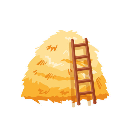 Haystack with ladder cartoon character. vectorのイラスト素材