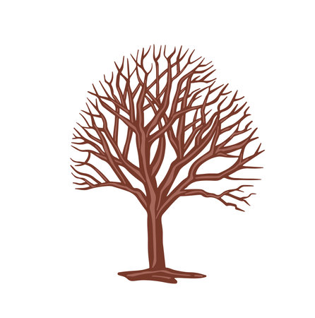 Tree with fallen leaves, bare tree. colorのイラスト素材