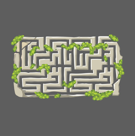 Volumetric labyrinth from a game with greeneryのイラスト素材