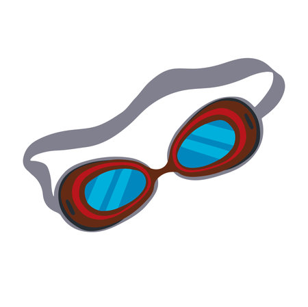 colored sport symbol swimming goggles, hand drawn vector illustrationのイラスト素材