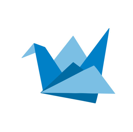 Origami Paper Crane, Hand Drawn Vector Illustrationのイラスト素材