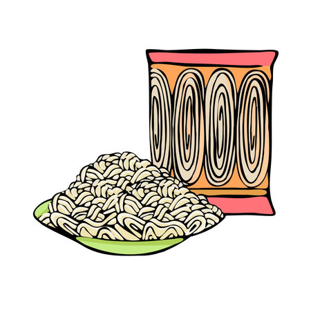 Korean food frunches noodles vector illustrationのイラスト素材