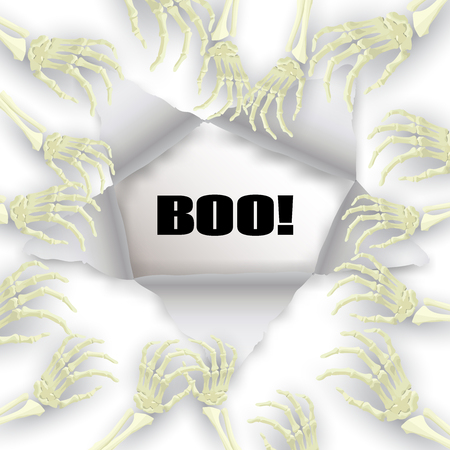 Vector Halloween background with skeleton arm for promotional, party, sale offers, invitations design, banners.のイラスト素材