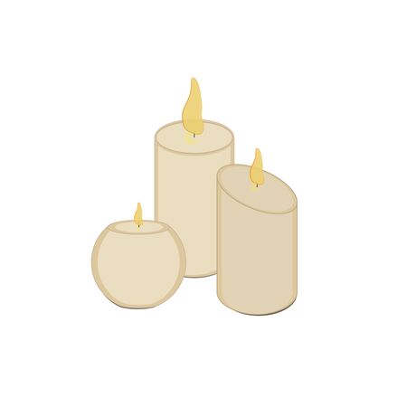A composition of three candles. Vector candles. Romantic composition. Decor element. Suitable for any kind of decor.のイラスト素材