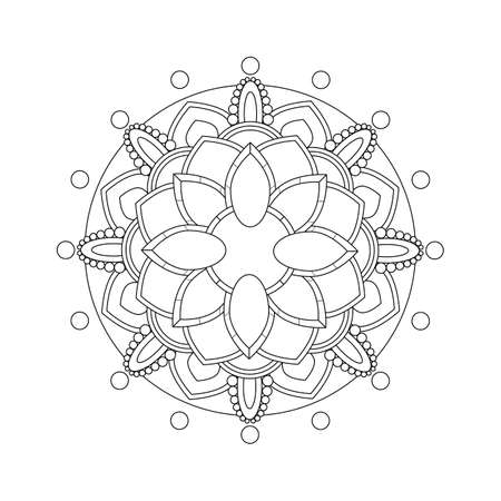 Mandala. Antistress coloring book. Template for mehendi. Oriental drawing. Vector illustration. Isolated on a white background.のイラスト素材