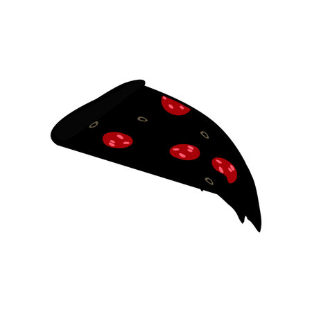 Black slice of pizza. Salami. Vector Decor element. Icon.のイラスト素材