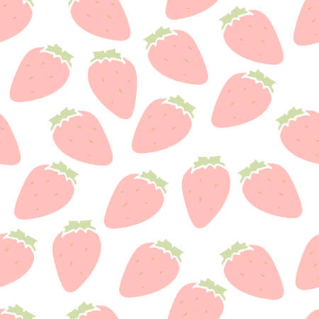 Seamless pattern. Strawberries are gently pinkish in color. Vector. Decor element. Suitable for wrapping paper, postcards, wallpapers or textilesのイラスト素材