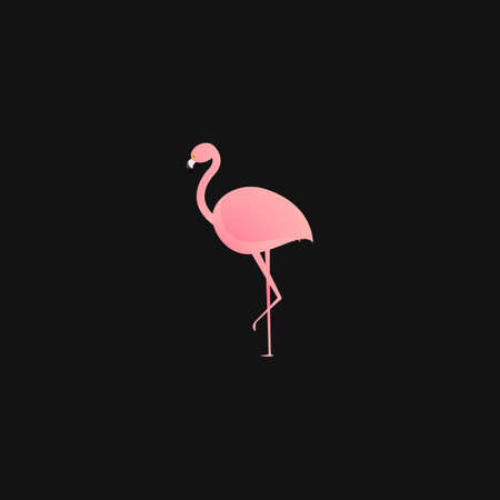 Pink flamingo is isolated on a gray background. Vector. Emblem. Clothing designのイラスト素材