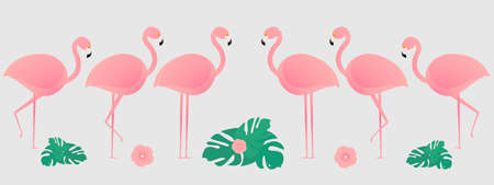 Seamless pattern with black silhouette of a flamingo on a red background. Vector. For covers, fabric, wrapping paper.のイラスト素材