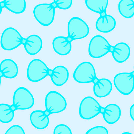 Seamless pattern. Lovely bows. Blue decoration. Vector. Decor element. Suitable for wrapping paper, postcards, wallpapers or textiles. Children's illustration.のイラスト素材