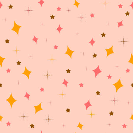 Cute abstract background. Seamless pattern. Vector. Asterisks, snowflakes. Decor element for children's things. Design of wrapping paper, covers, greeting cardsのイラスト素材