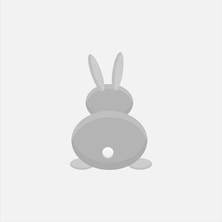 Rabbit. Back view. Gray animal, white tail. Vector. A single element of decor.のイラスト素材