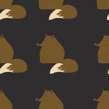 Seamless pattern with cute foxes. Decorative wallpaper for the nursery in the Scandinavian style. Vector. Suitable for children's clothing, interior design, packaging, printingのイラスト素材