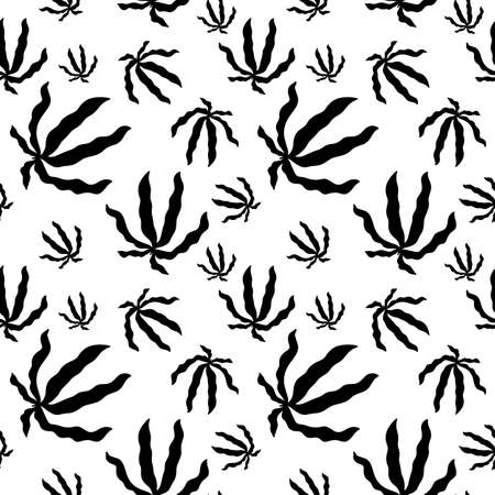 Abstract seamless pattern with silhouettes of leaves. Vector image for textiles, wallpapers, postcards, wrapping paperのイラスト素材