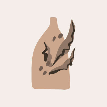 Vase. Modern minimalistic trendy boho style. Poster to print on the wall. Vector image for posters, cards, printsのイラスト素材
